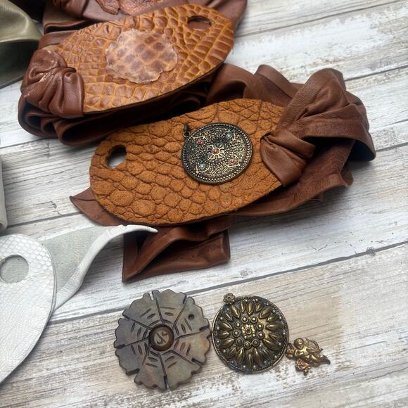 Lot of Craft Supplies Materials Leather Belt Strips Charms Pendants Multicolor - Picture 7 of 10